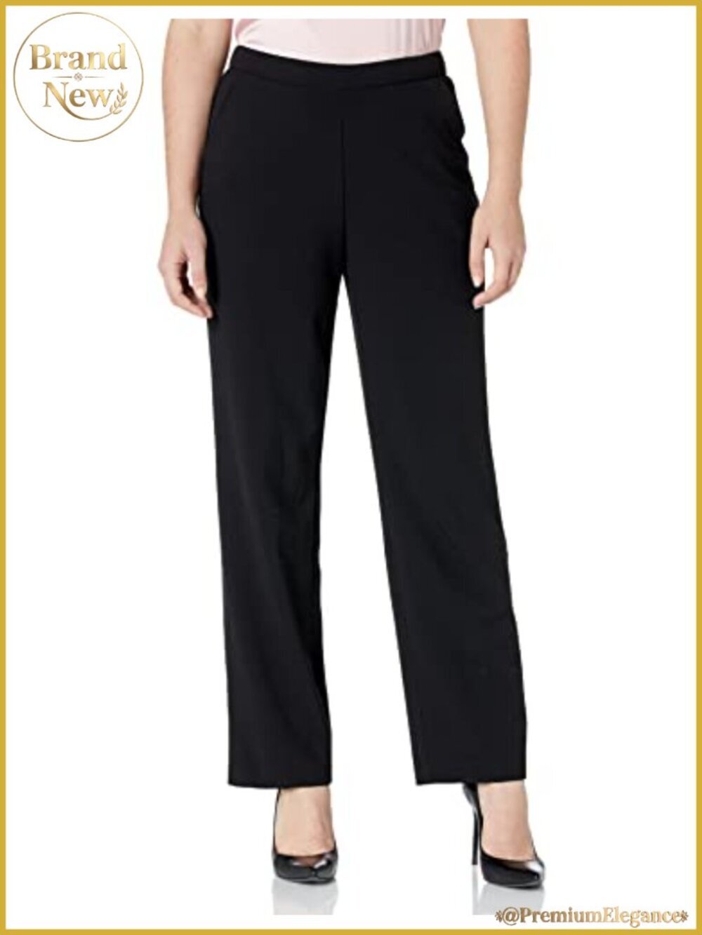 Pull On Dress Pant Straight Leg Bistretch Woven Comfort Waist